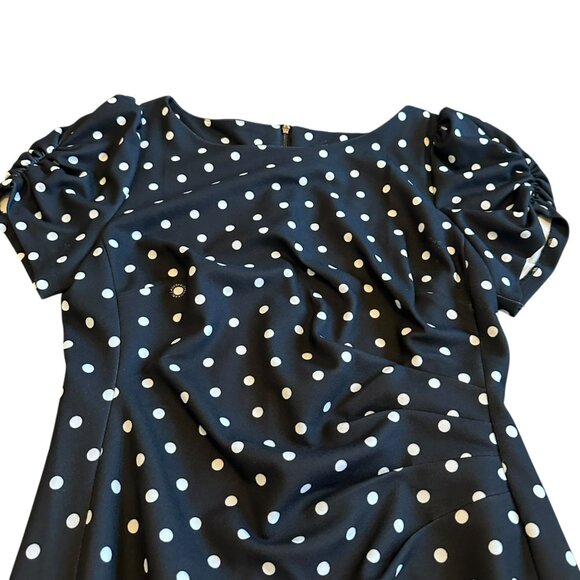 Karl Lagerfeld Black White Polka Dot Dress Short Puff Sleeve Shift Size 10 NWT - Picture 2 of 13